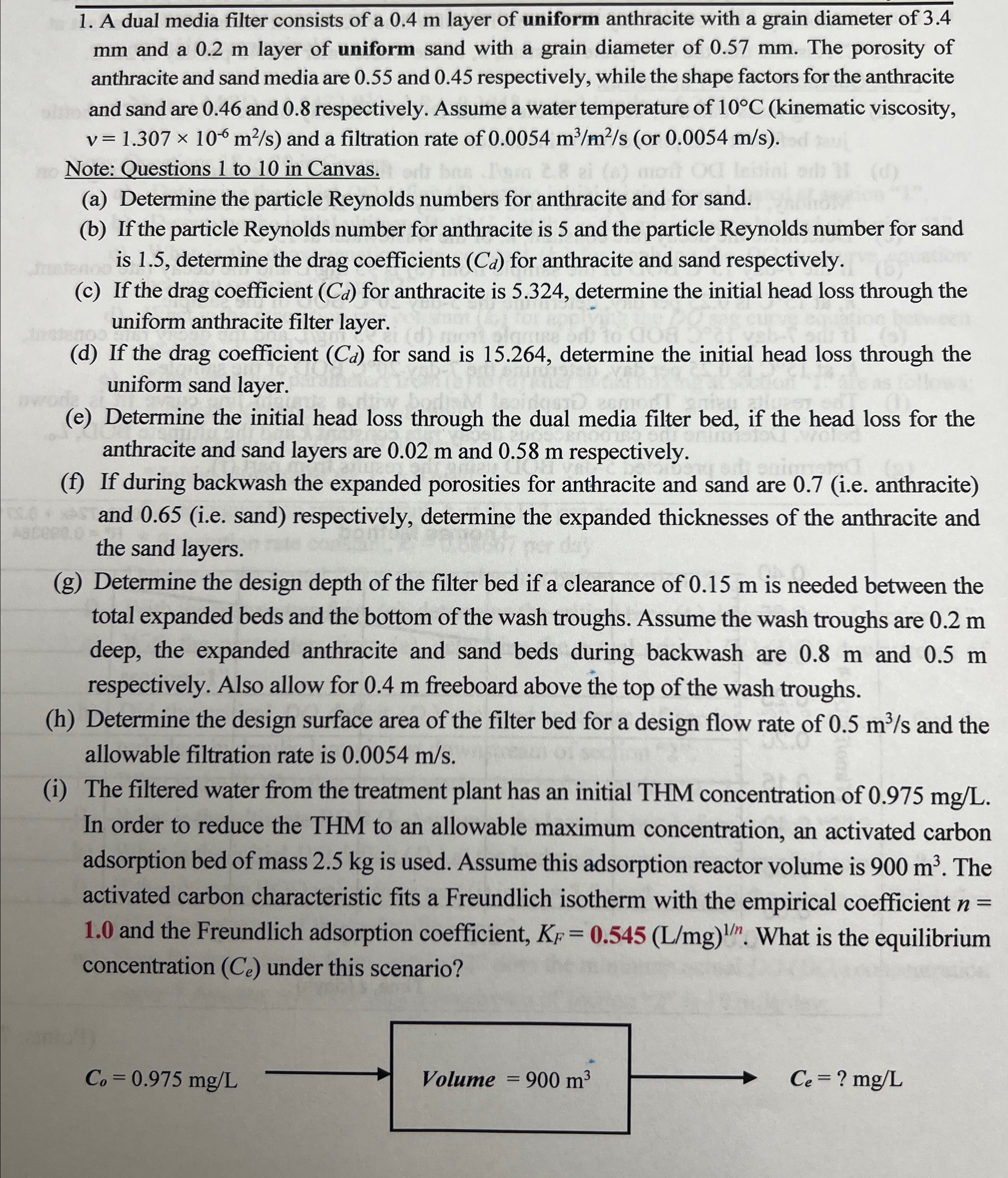 A dual media filter consists of a 0 . 4 m layer