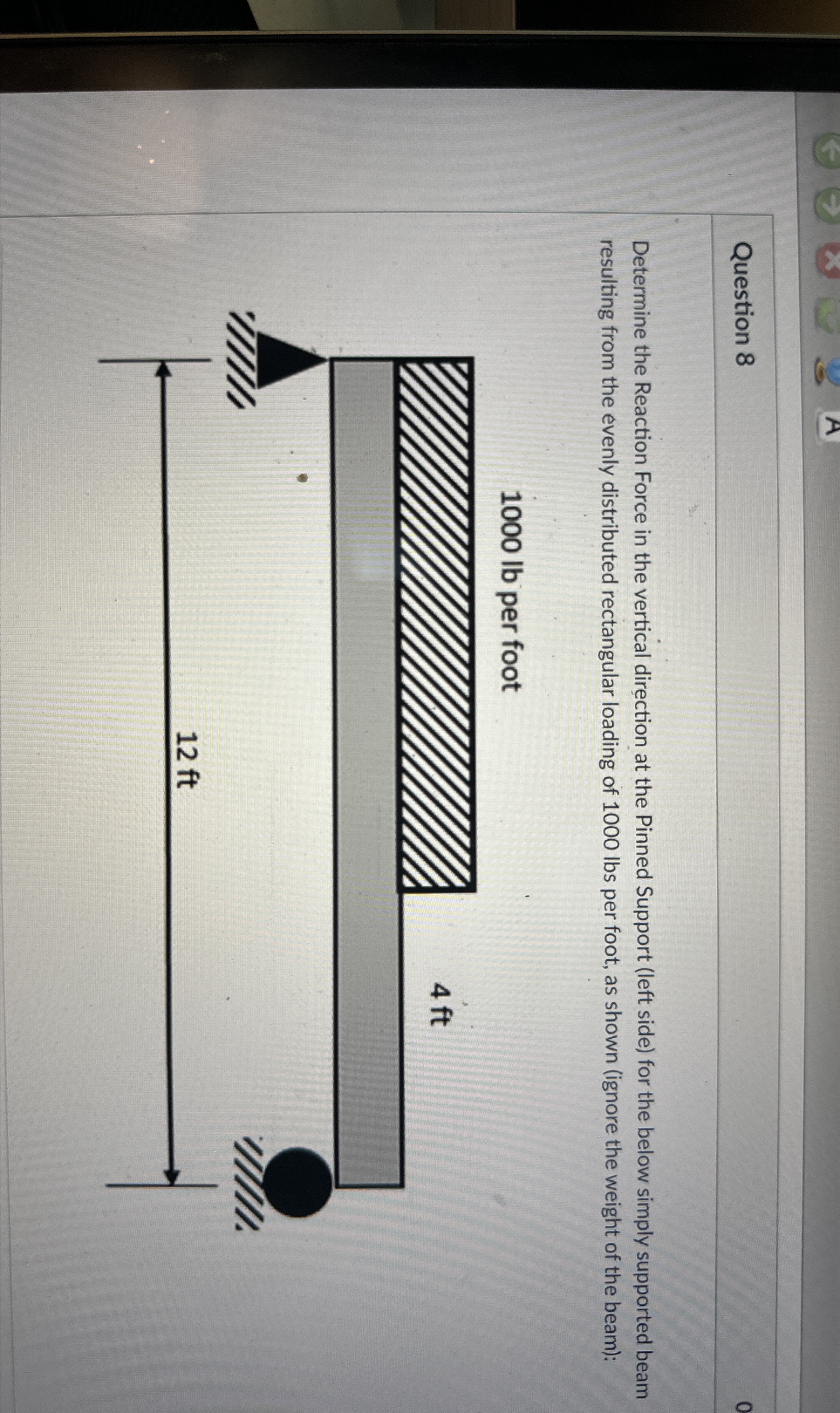 Determine the Reaction Force in the vertical