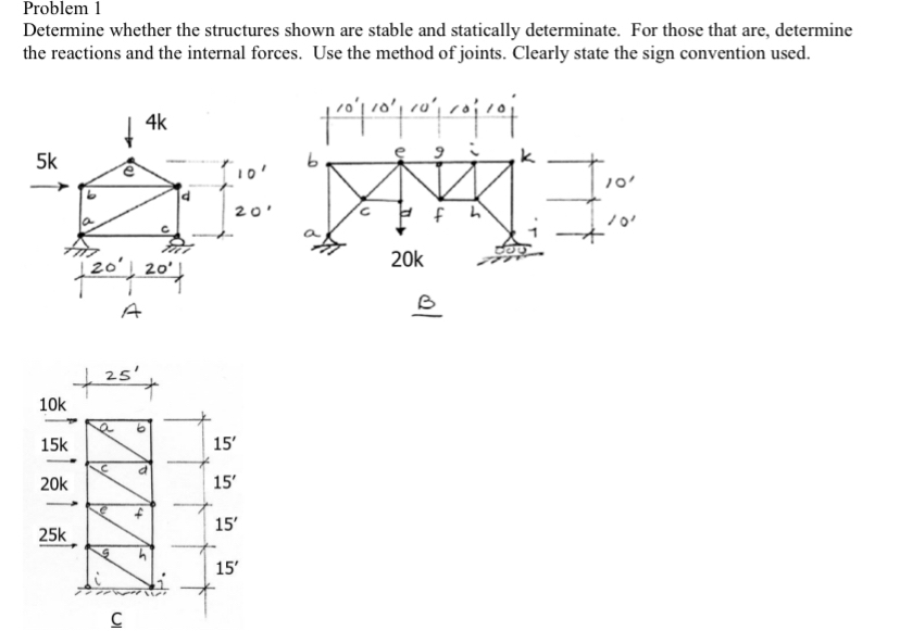Problem 1 Determine whether the structures shown