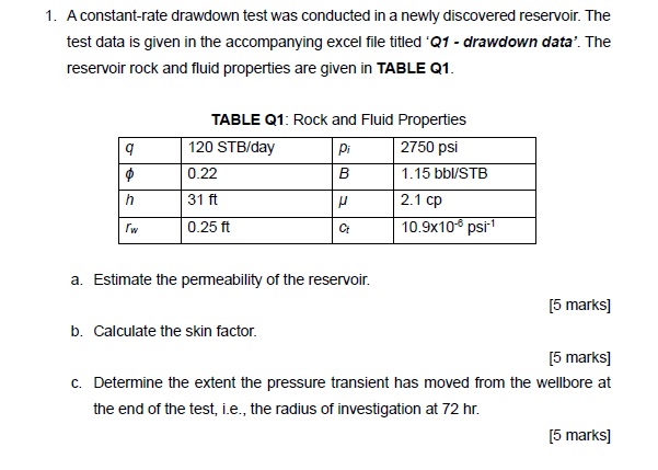 1 . A constant - rate drawdown test was conducted
