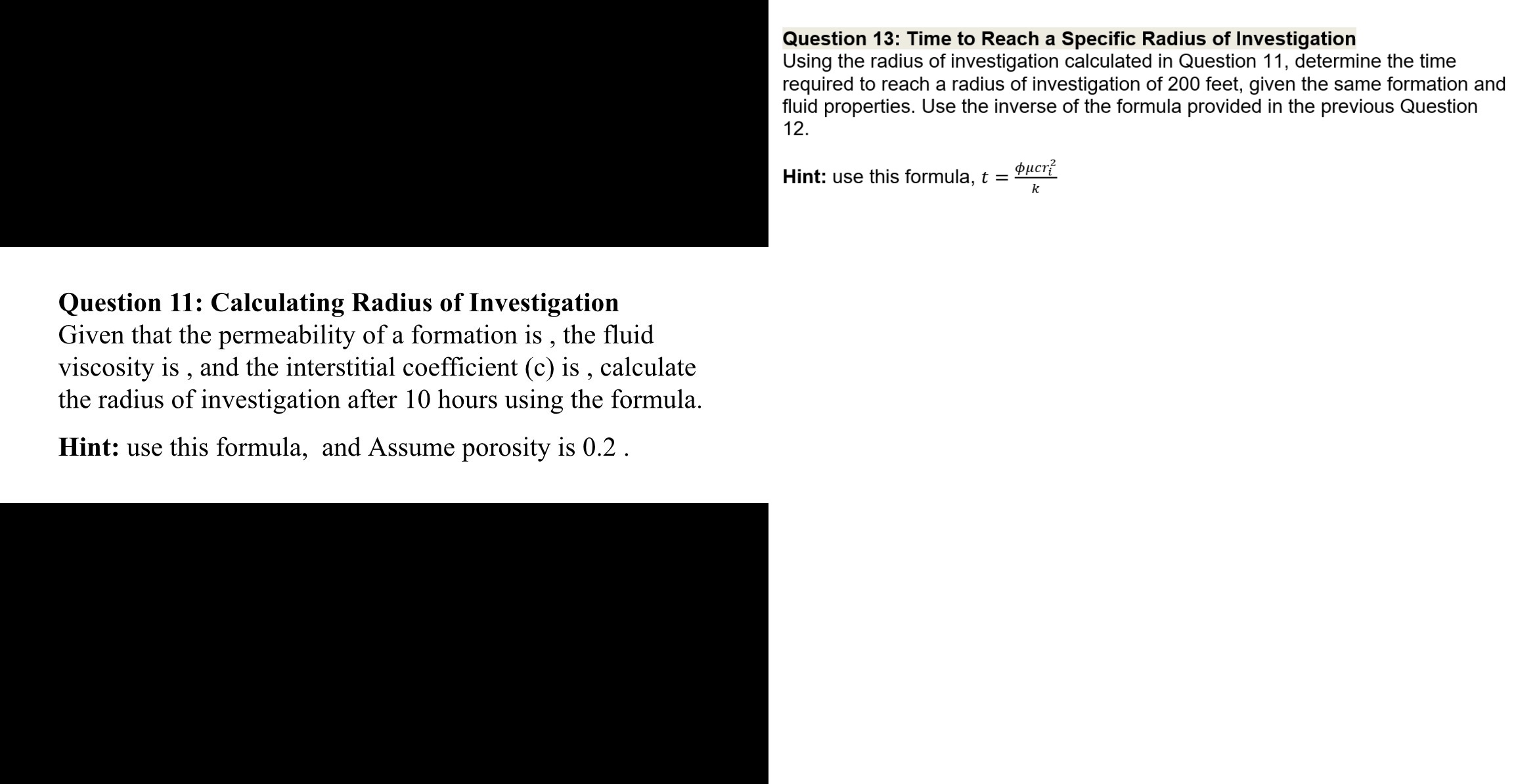 Question 1 3 : Time to Reach a Specific Radius of