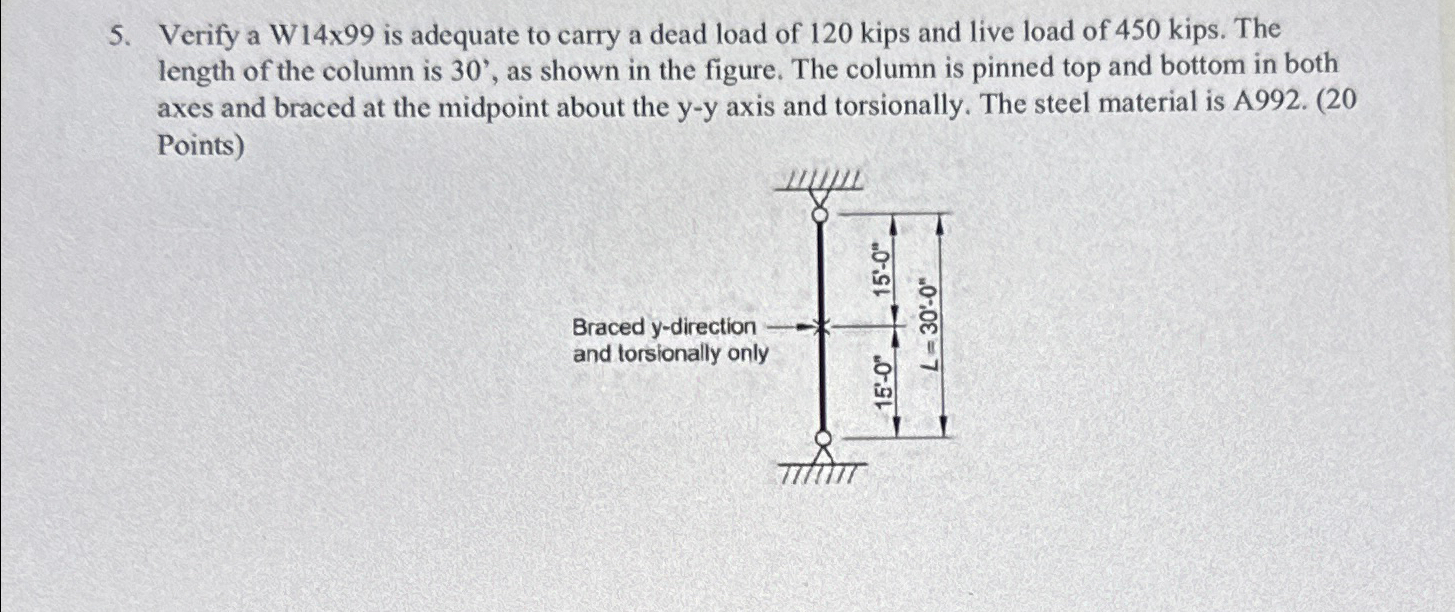 Verify a W 1 4 9 9 is adequate to carry a dead