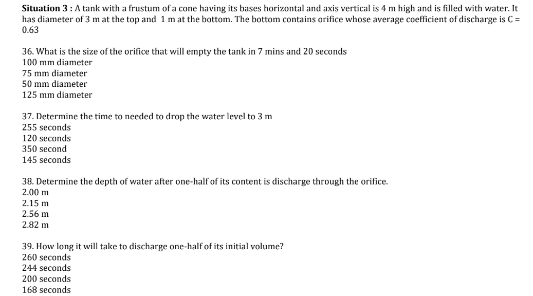 Situation 3 : A tank with a frustum of a cone