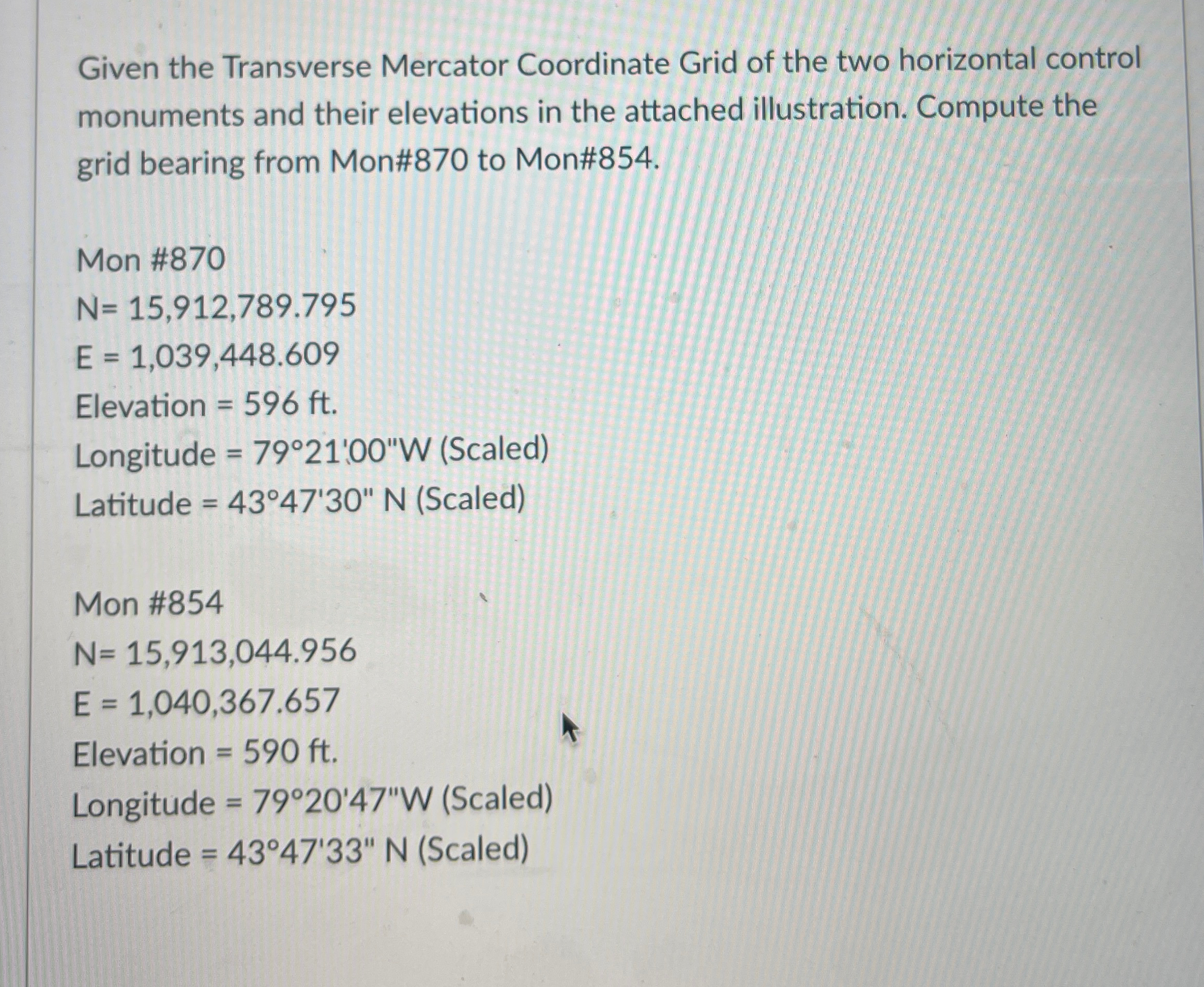Given the Transverse Mercator Coordinate Grid of