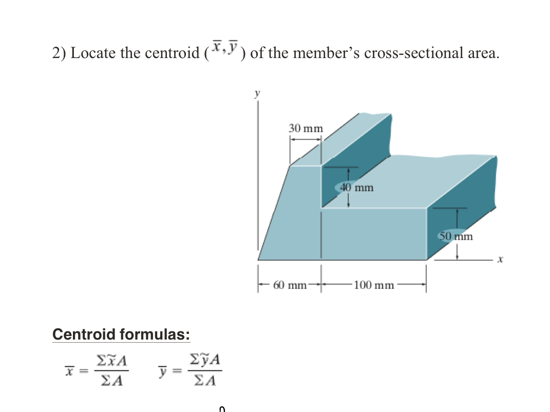 Locate the centroid ( x , b a r ( y ) ) of the