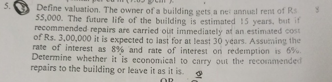 Define valuation. The owner of a building gets a