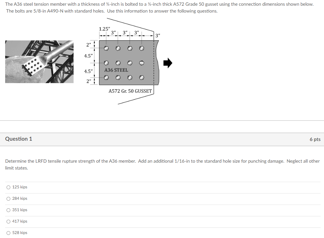 The A 3 6 steel tension member with a thickness
