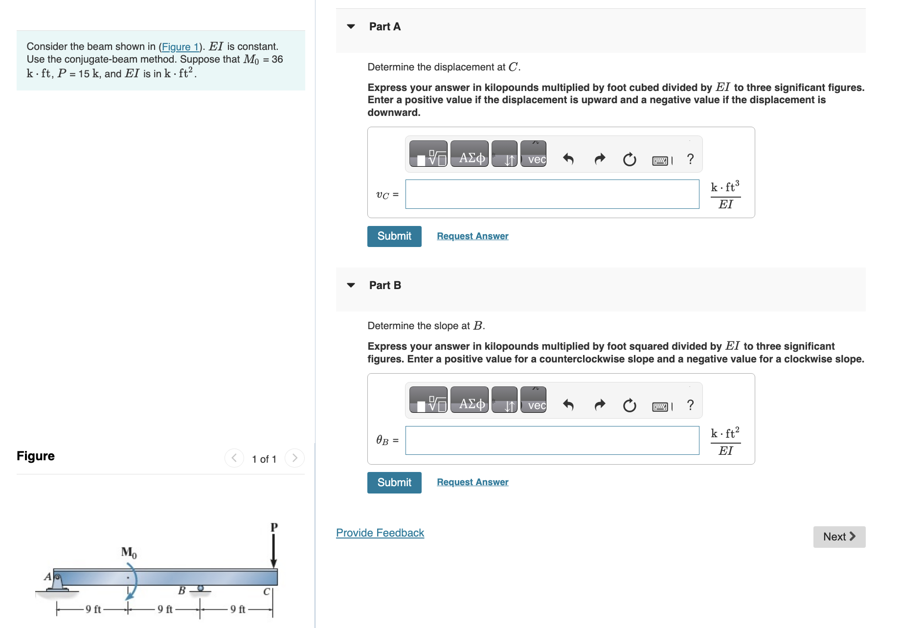 Consider the beam shown in ( Figure 1 ) . E I is