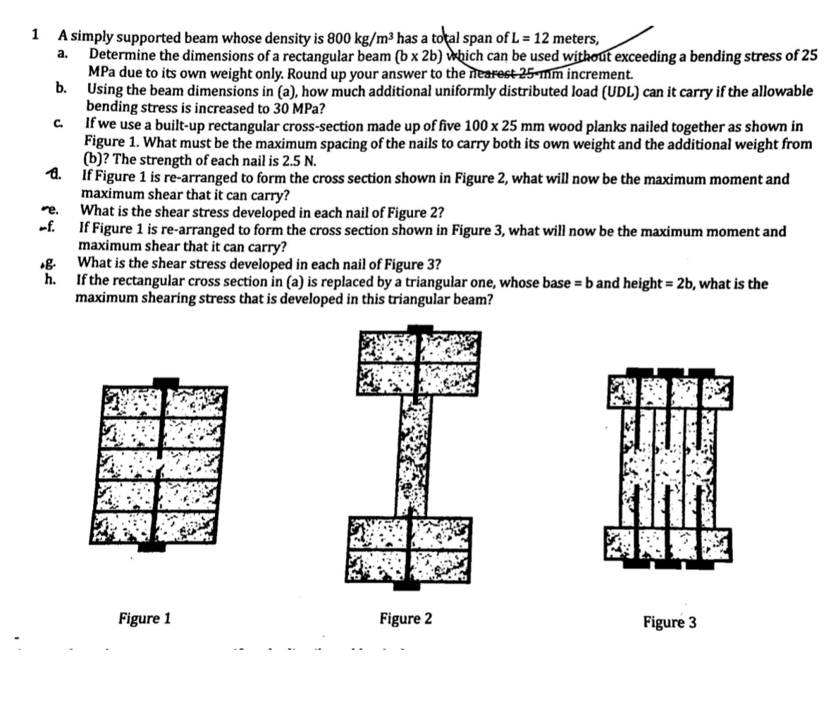 1 A simply supported beam whose density is 8 0 0
