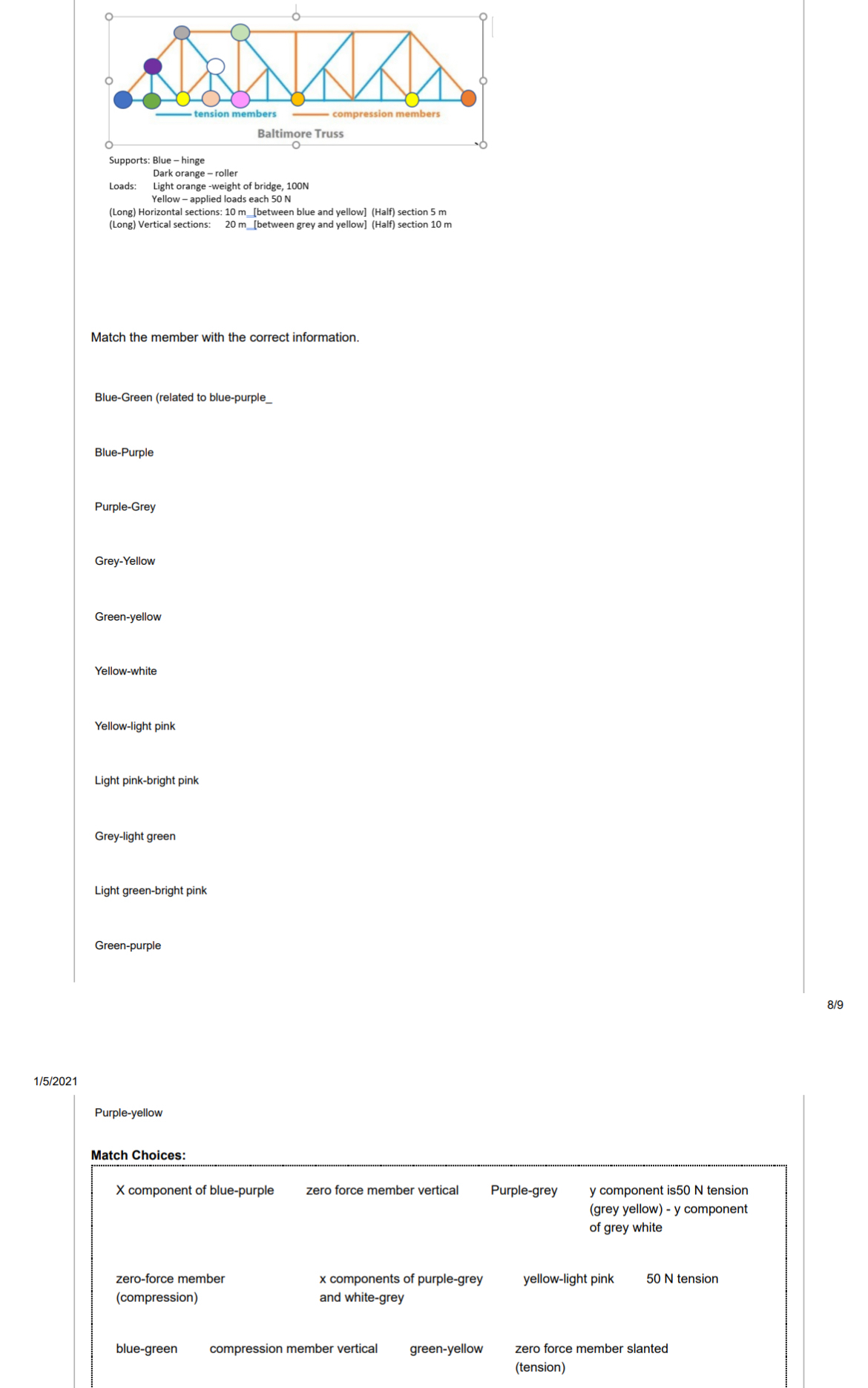 match the member with the correct information