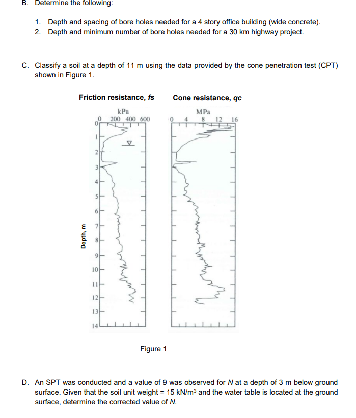 B . Determine the following: Depth and spacing of