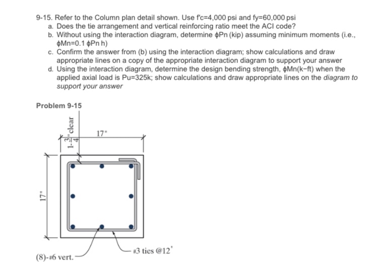 9 - 1 5 . Refer to the Column plan detail shown.
