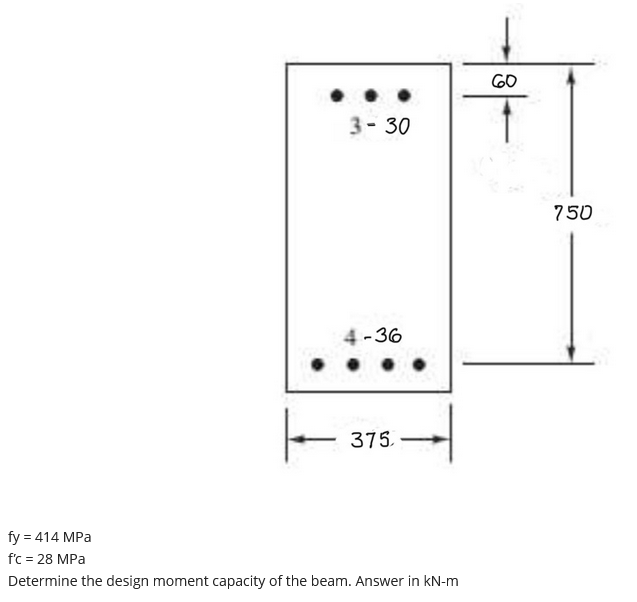 fy = 4 1 4 MPa f ' c = 2 8 MPa Determine the