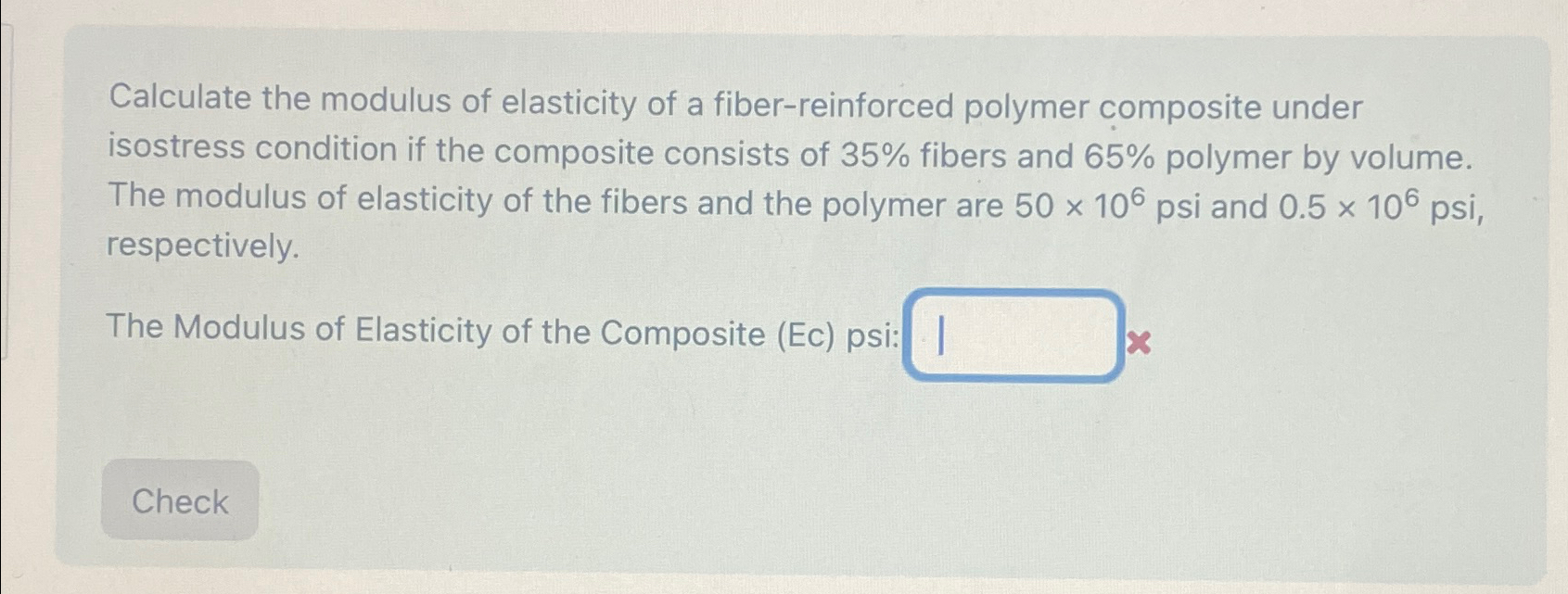 Calculate the modulus of elasticity of a fiber -
