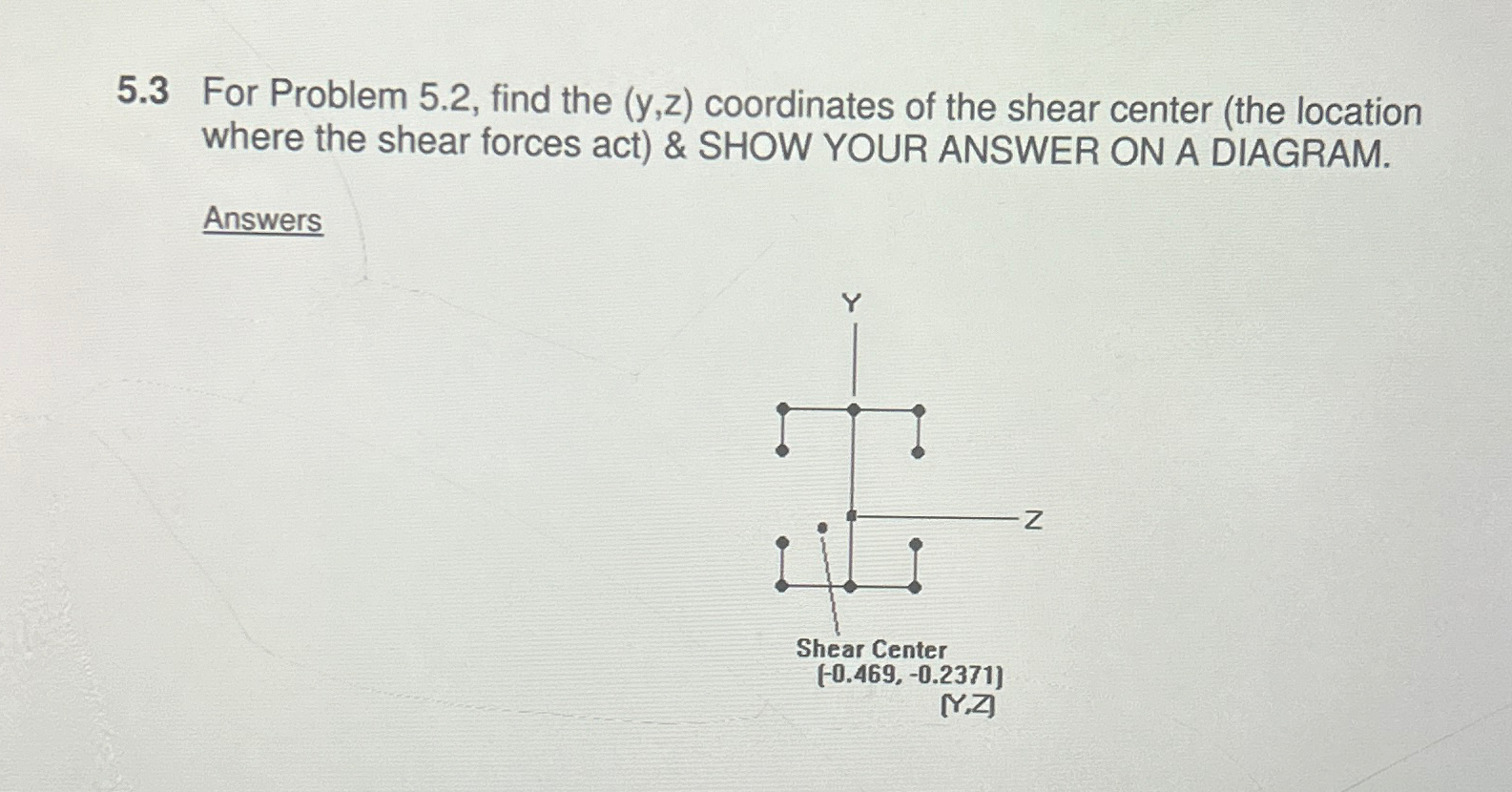 5 . 3 For Problem 5 . 2 , find the ( y , z )