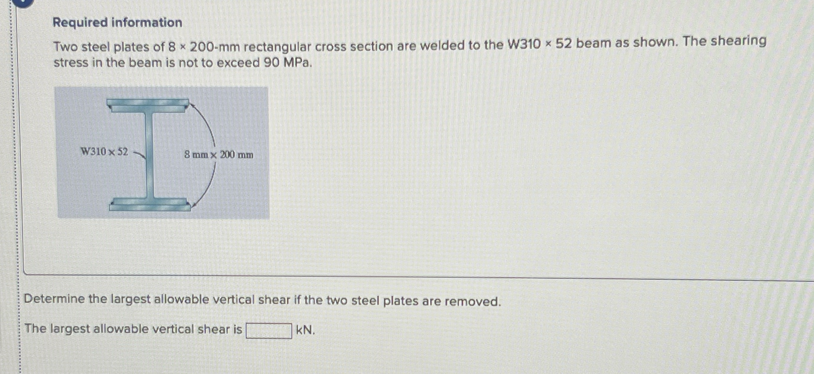 Required information Two steel plates of 8 2 0 0
