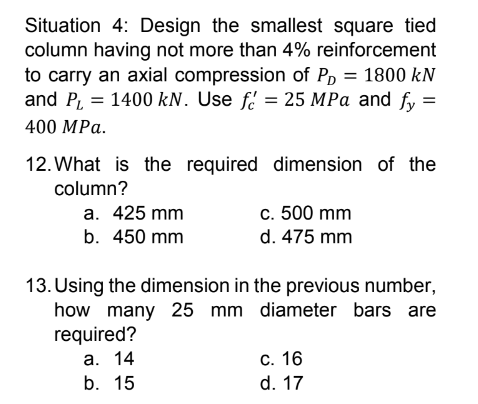 Situation 4 : Design the smallest square tied