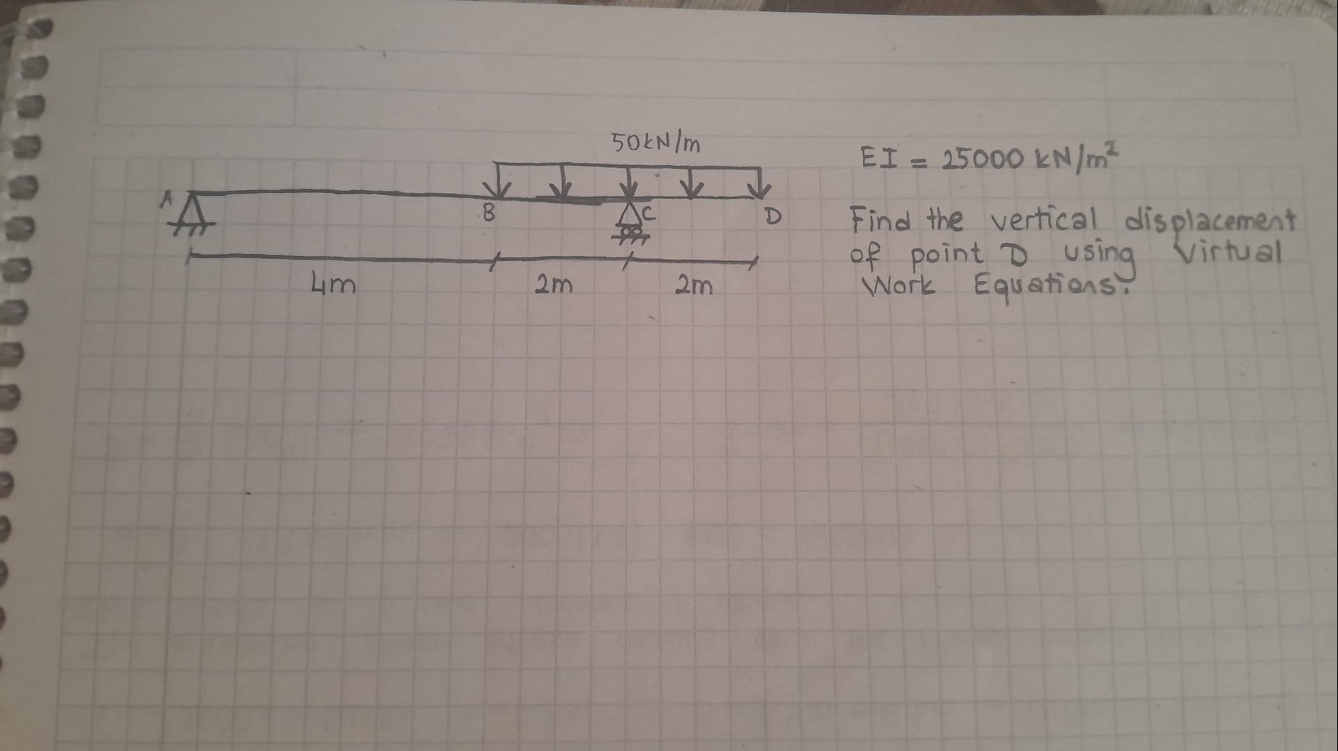 Find the vertical displacement of point D using