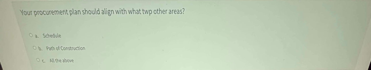 Your procurement plan should align with what twp