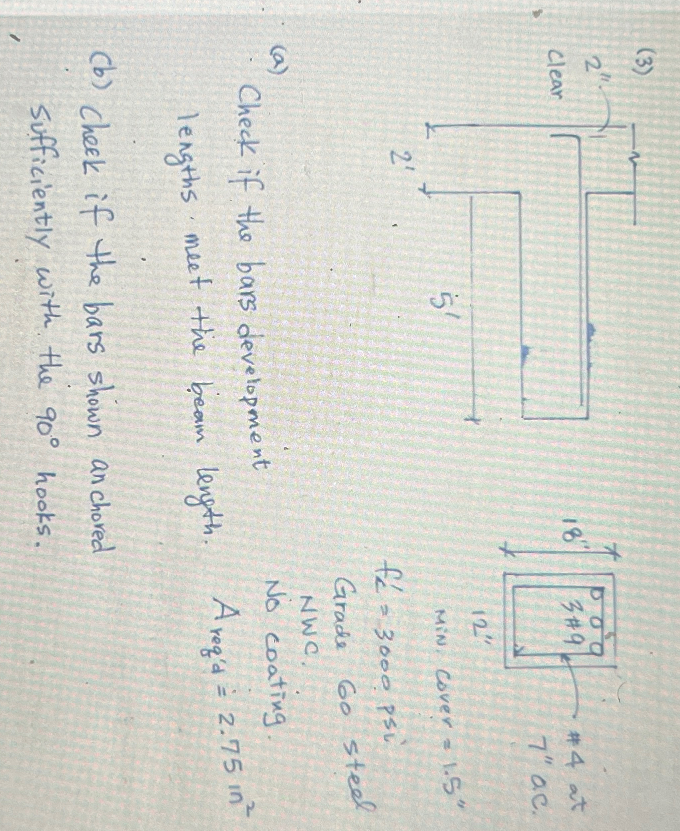 Min Cover = 1 . 5 ' ' f c ' = 3 0 0 0 PSi Grade 6