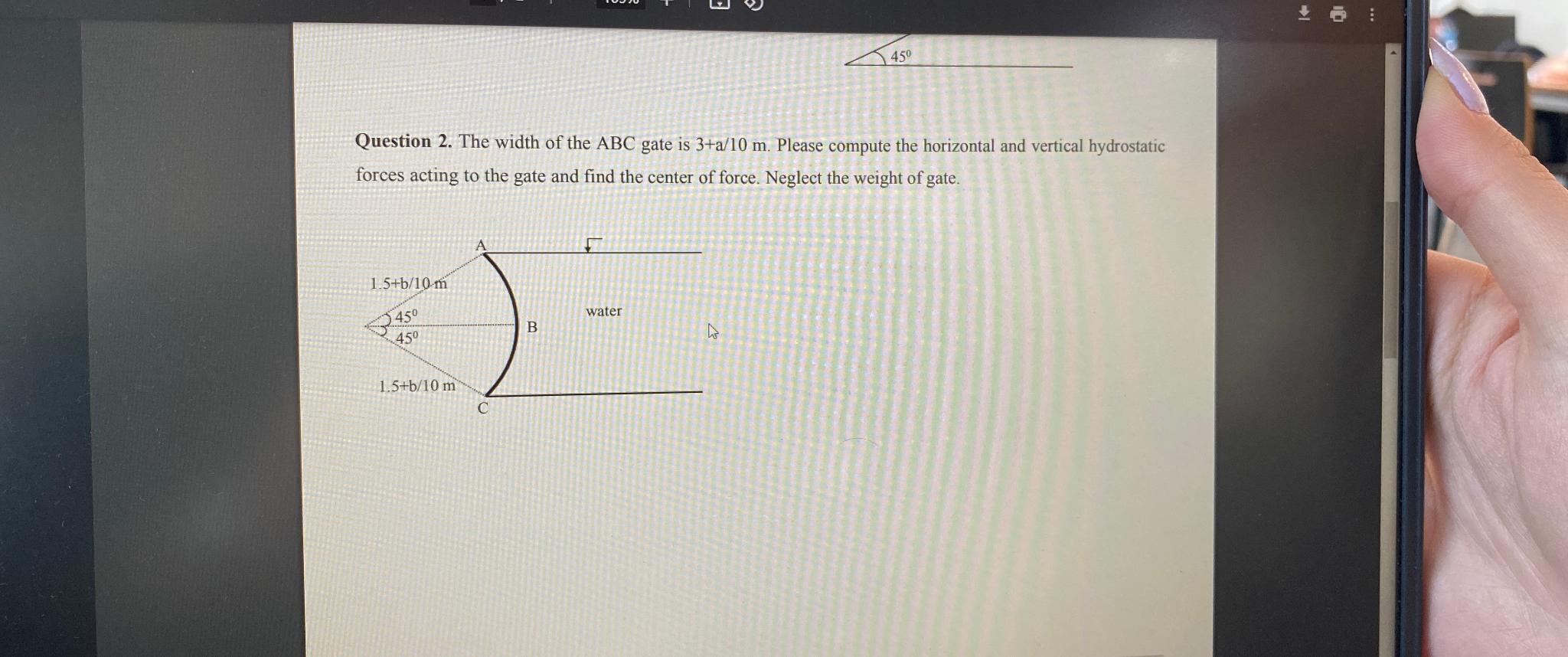 Question 2 . The width of the ABC gate is 3 + a 1