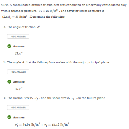 1 3 . 1 1 A consolidated - drained triaxial test