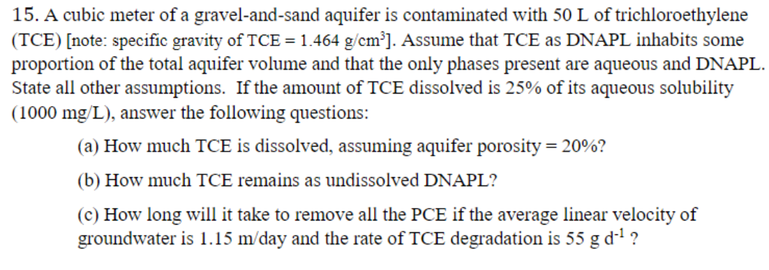 A cubic meter of a gravel - and - sand aquifer is