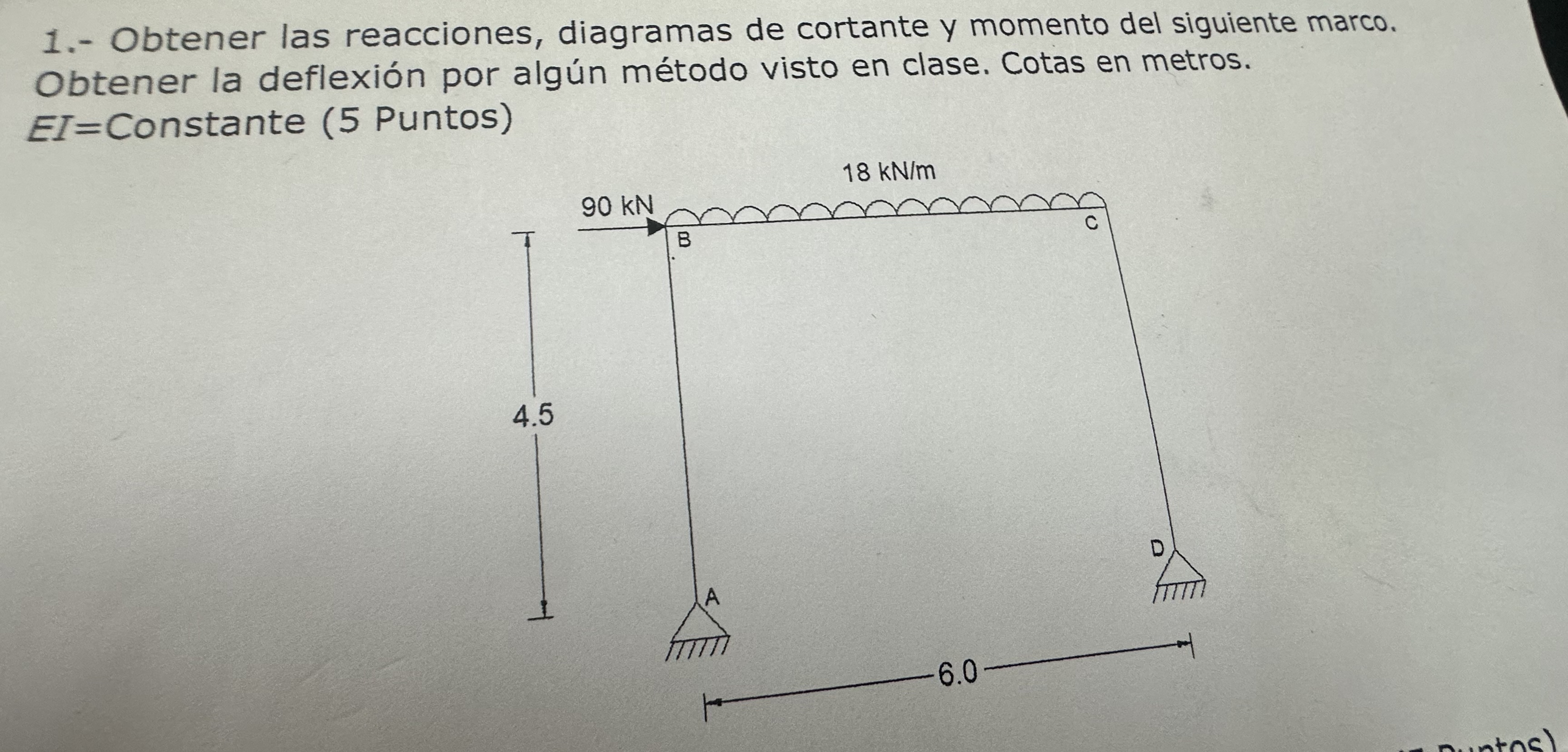 1 . - Obtener las reacciones, diagramas de