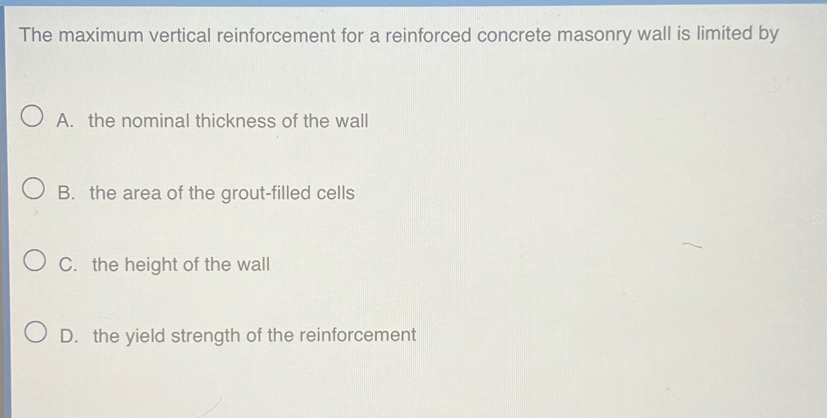 The maximum vertical reinforcement for a