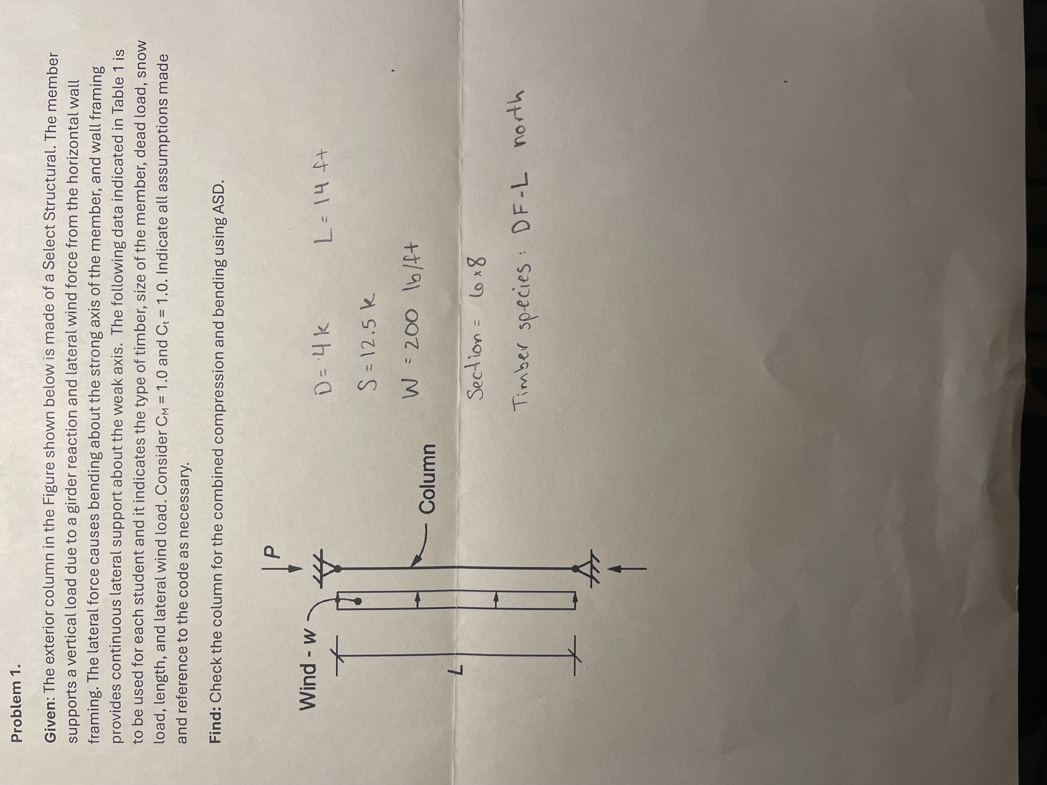 Problem 1 . Given: The exterior column in the