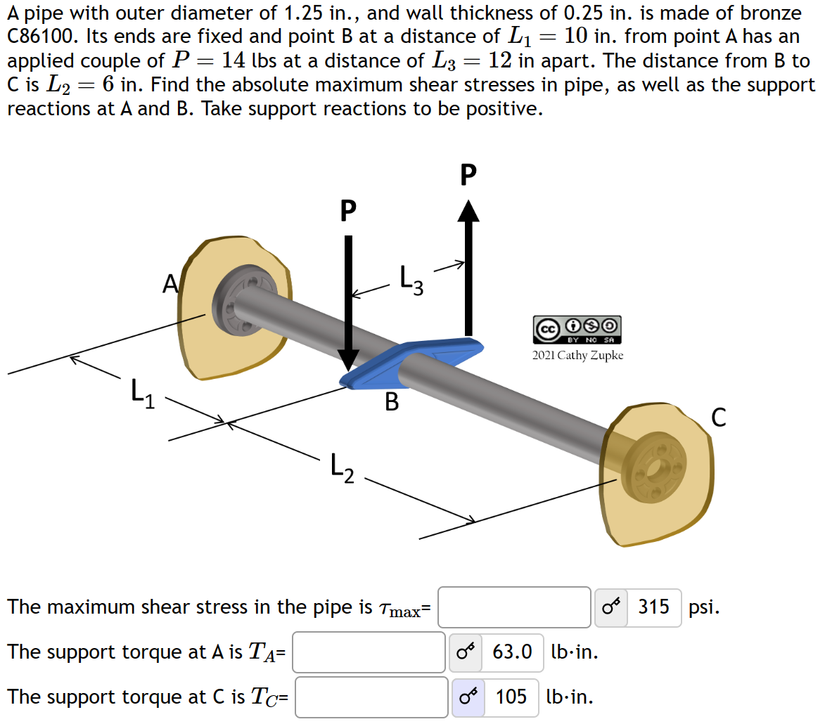 A pipe with outer diameter of 1 . 2 5 i n . , and