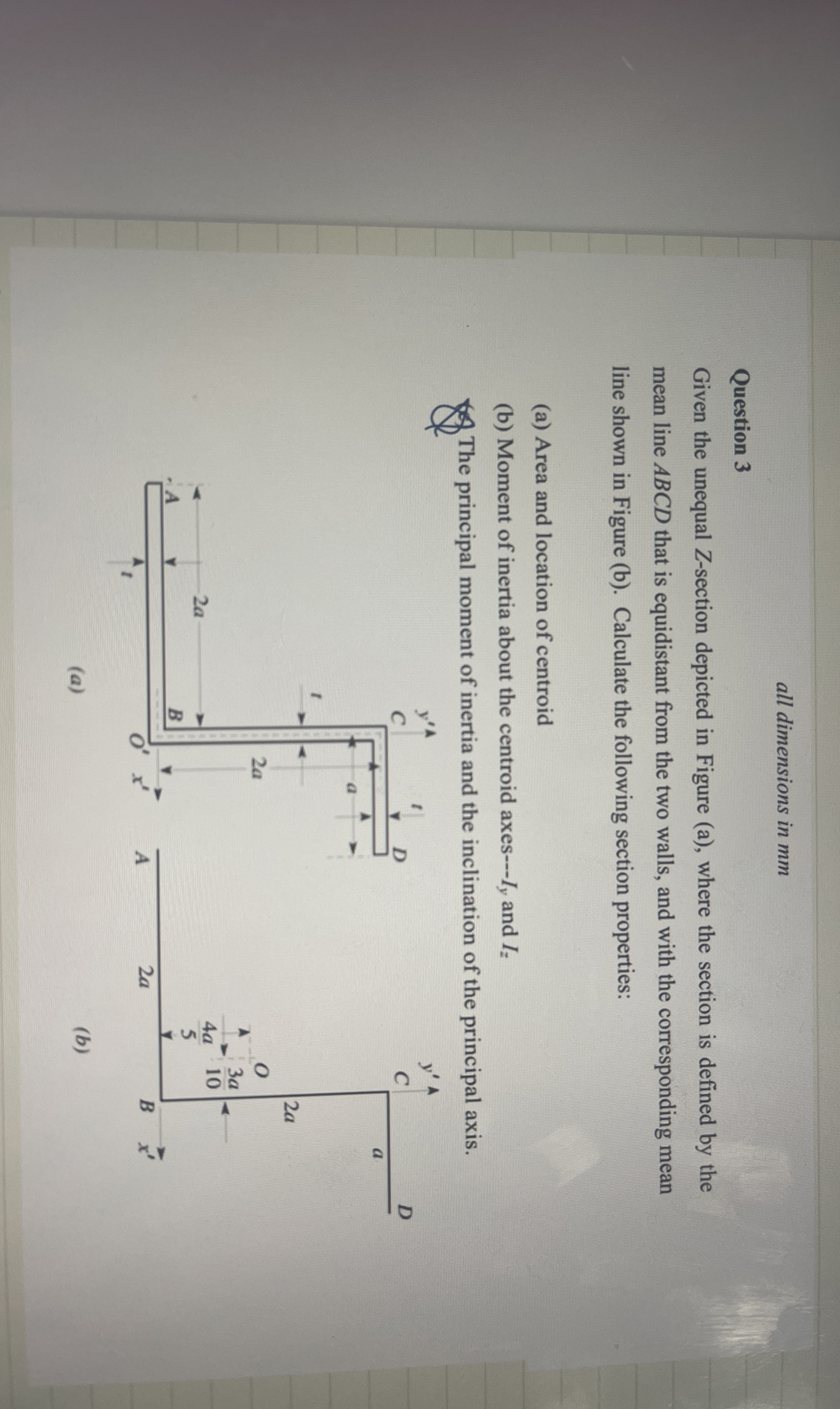 all dimensions in mm Question 3 Given the unequal