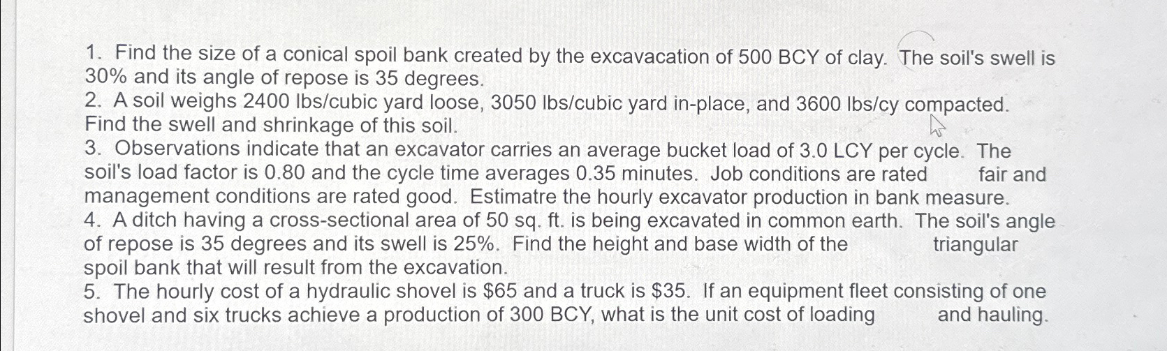 Find the size of a conical spoil bank created by