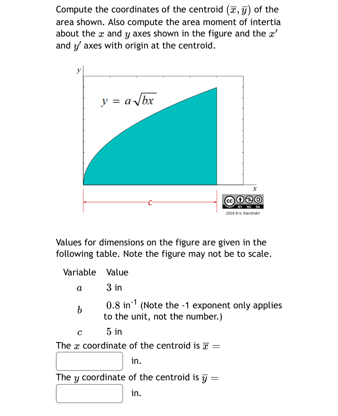 Compute the coordinates of the centroid ( x , b a