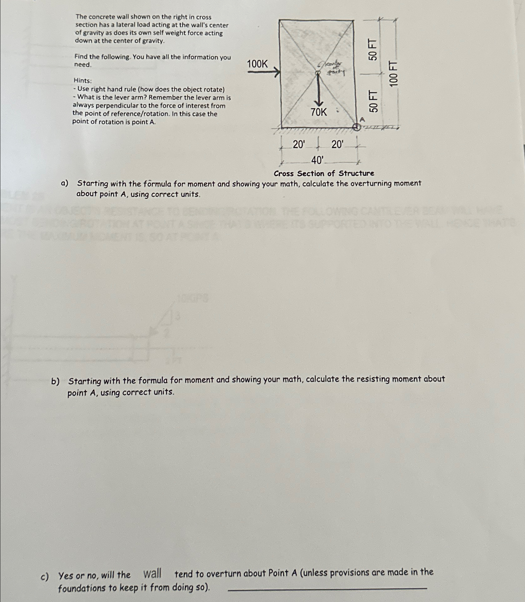 The concrete wall shown on the right in cross