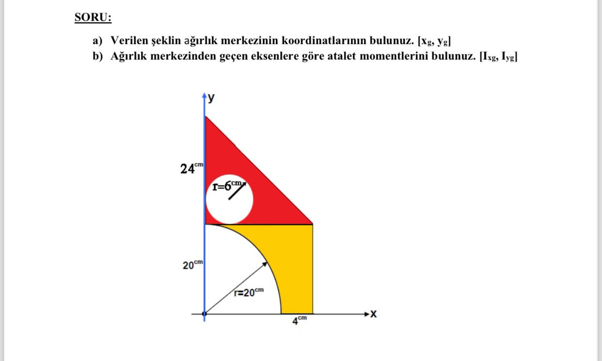 SORU: a ) Verilen eklin a rl k merkezinin