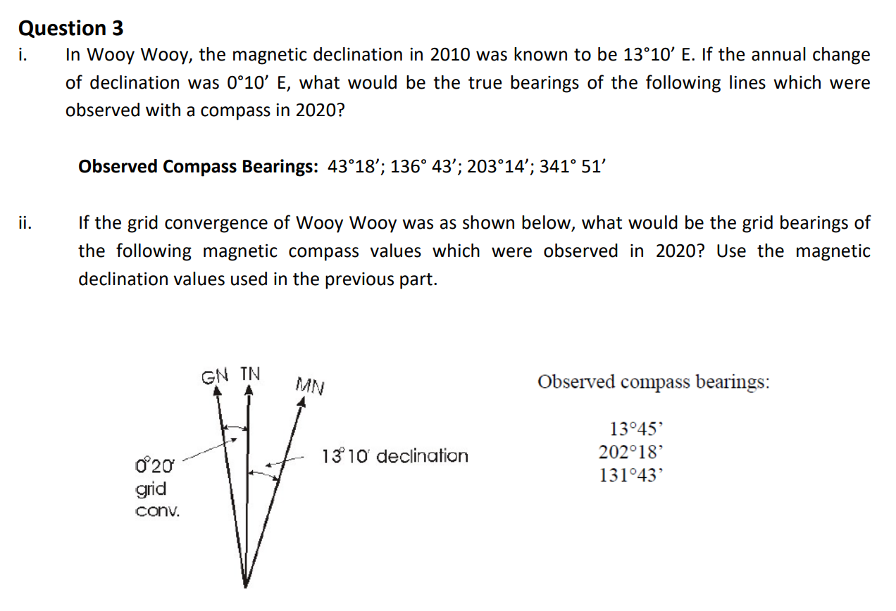 Question 3 i . In Wooy Wooy, the magnetic