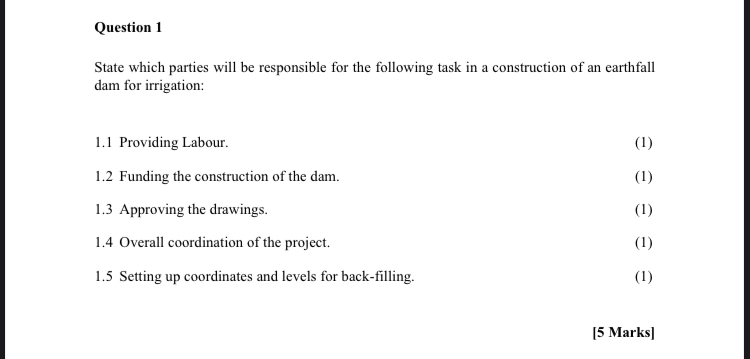Question 1 State which parties will be