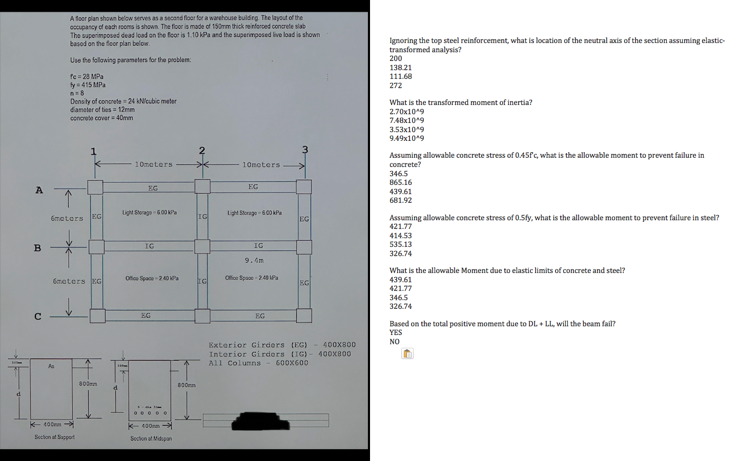 Ignoring the top steel reinforcement, what is