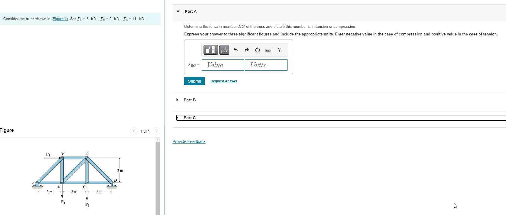 Consider the truss shown in ( Figure 1 ) . Set P