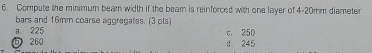 Compute the minimum beam width if the beam is