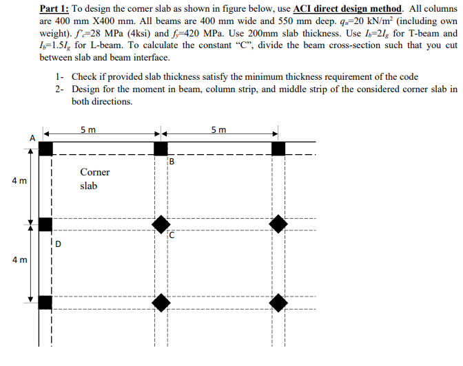 Part 1 : To design the comer slab as shown in