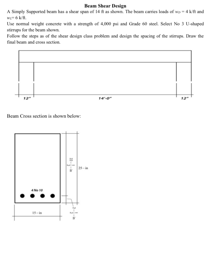 Beam Shear Design A Simply Supported beam has a