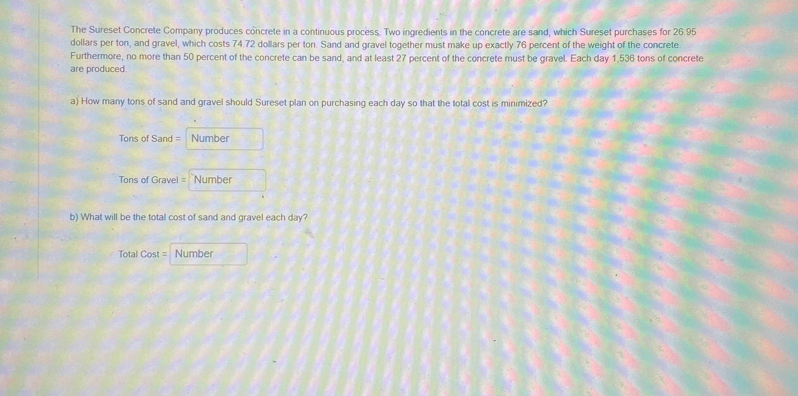 The Sureset Concrete Company produces concrete in