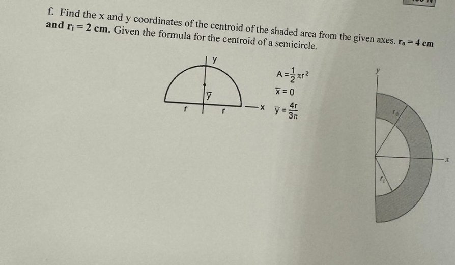 f . Find the x and y coordinates of the centroid
