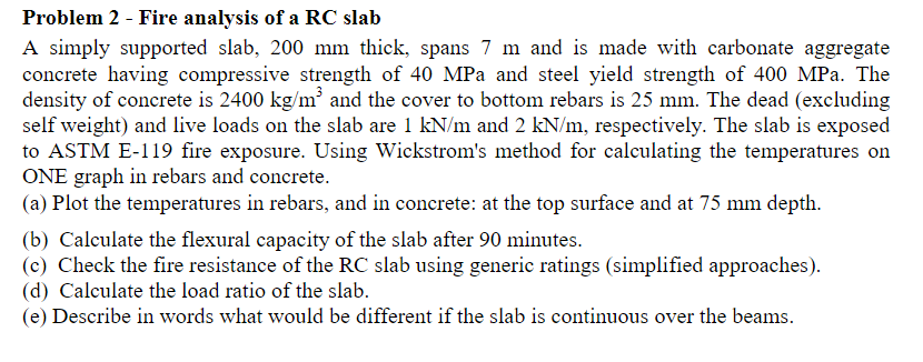 Problem 2 - Fire analysis of a RC slab A simply