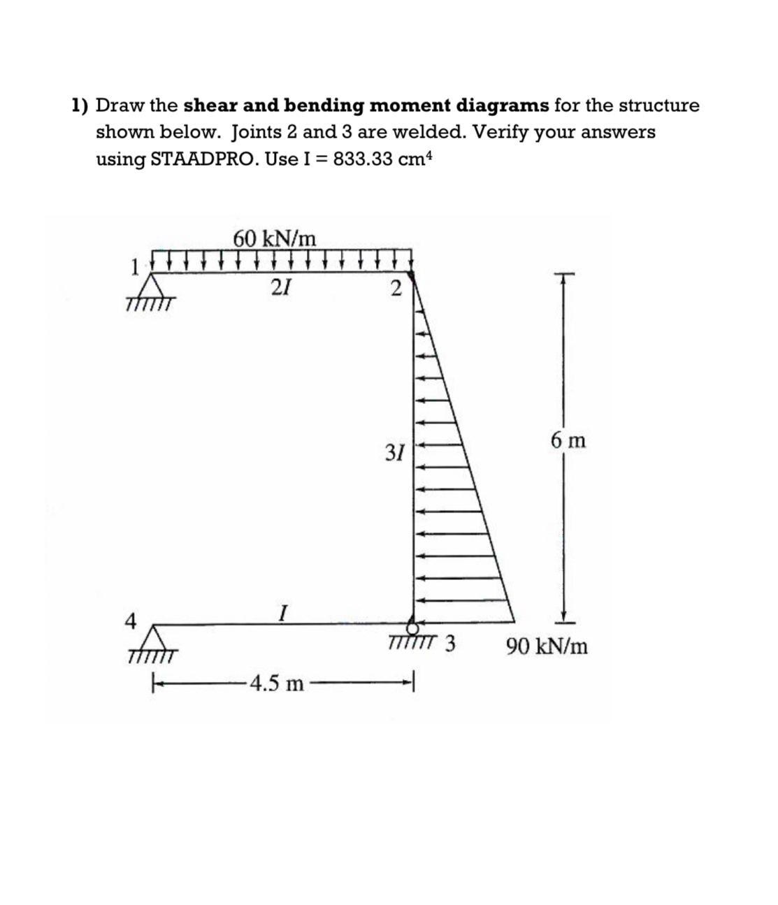Draw the shear and bending moment diagrams for