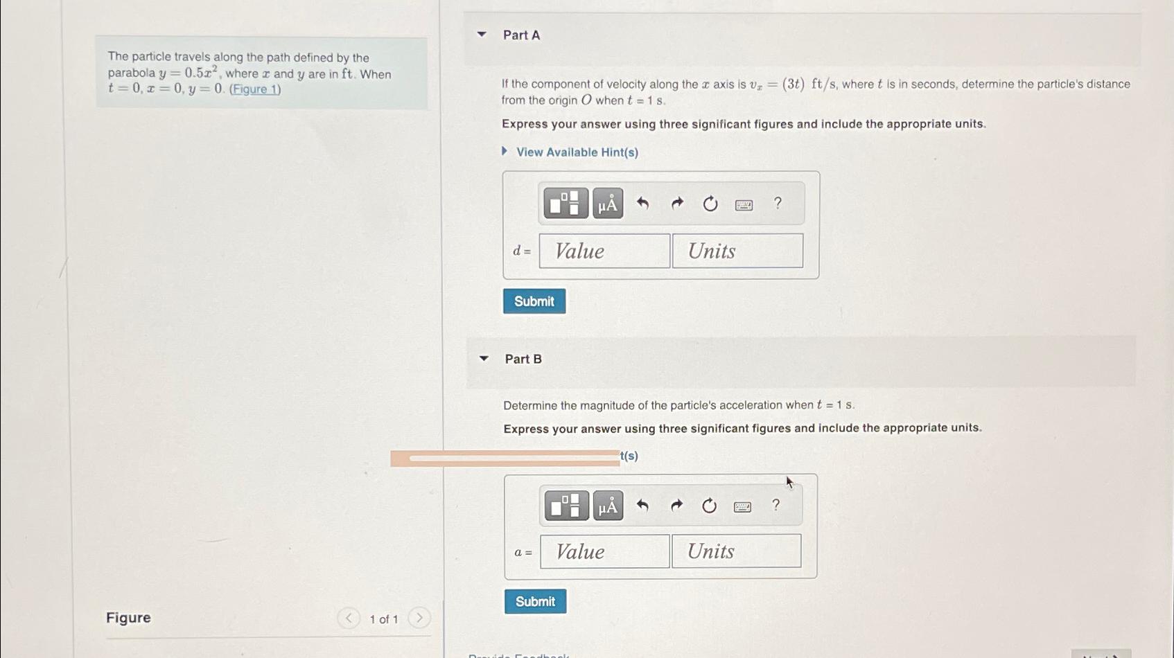 The particle travels along the path defined by