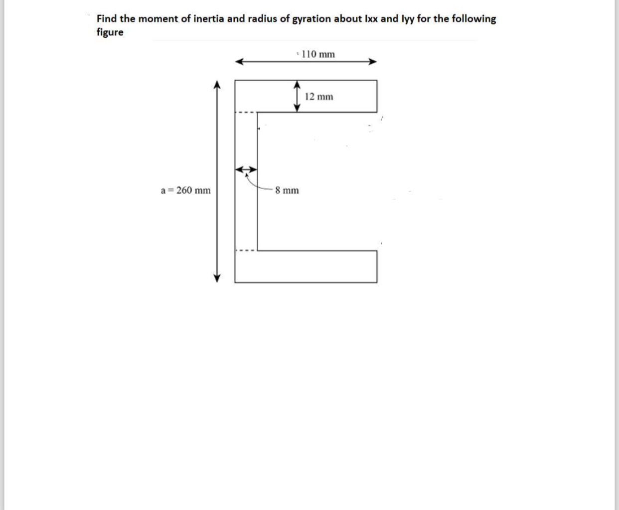 Find the moment of inertia and radius of gyration