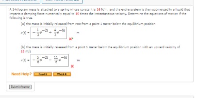 A 1 telogram mass is artached to a sping whoee
